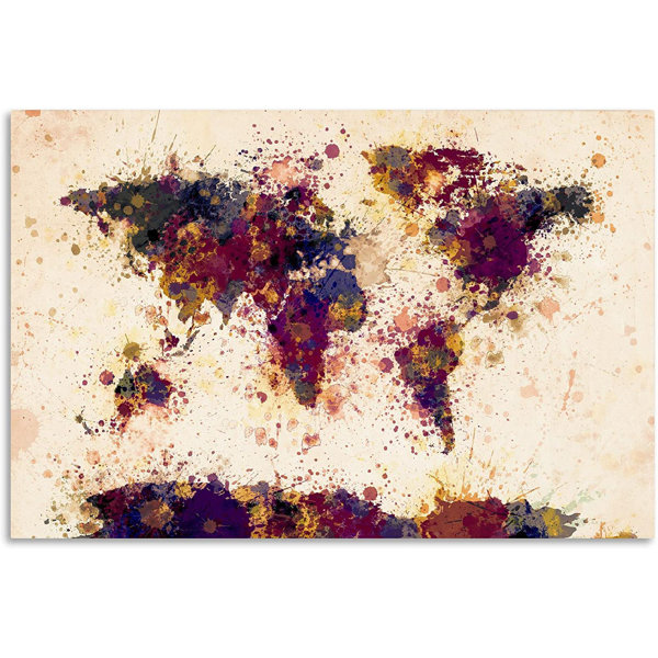 Orren Ellis World Map Wrapped Canvas Painting Wayfair